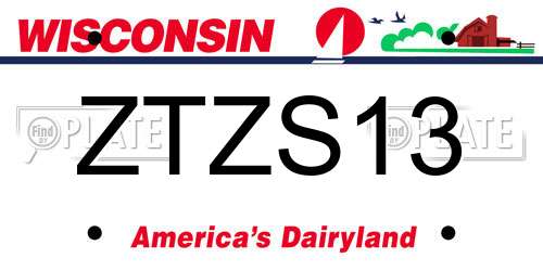 ZTZS13 Wisconsin License Plate