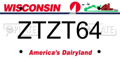 ZTZT64 Wisconsin License Plate