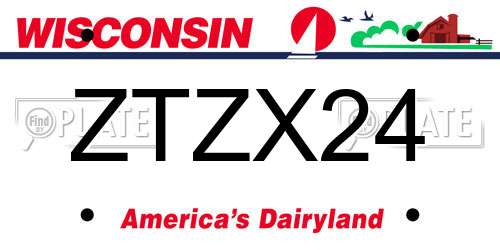 ZTZX24 Wisconsin License Plate