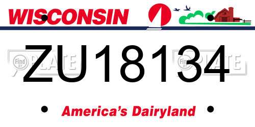 ZU18134 Wisconsin License Plate