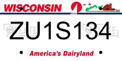 ZU1S134 Wisconsin License Plate