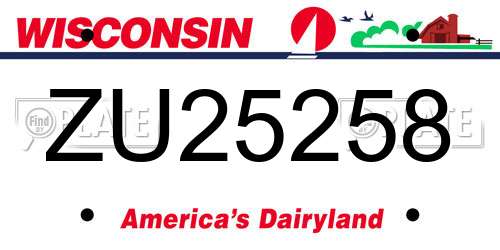 ZU25258 Wisconsin License Plate