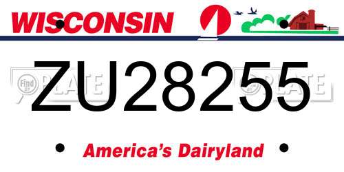 ZU28255 Wisconsin License Plate