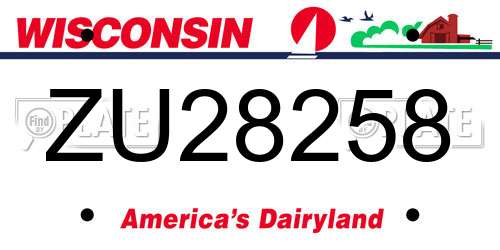 ZU28258 Wisconsin License Plate