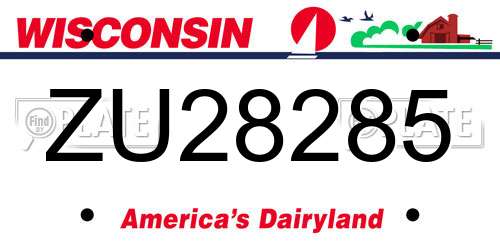 ZU28285 Wisconsin License Plate