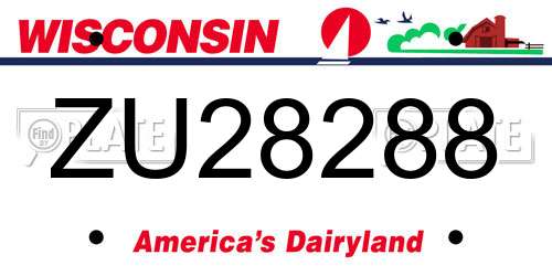 ZU28288 Wisconsin License Plate