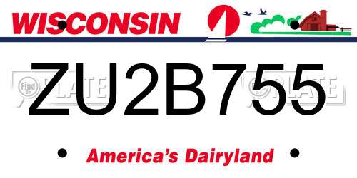ZU2B755 Wisconsin License Plate