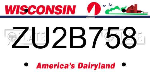 ZU2B758 Wisconsin License Plate