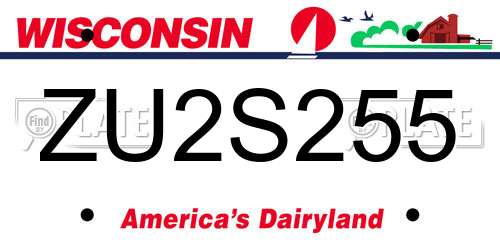 ZU2S255 Wisconsin License Plate