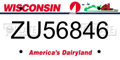 ZU56846 Wisconsin License Plate