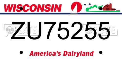 ZU75255 Wisconsin License Plate
