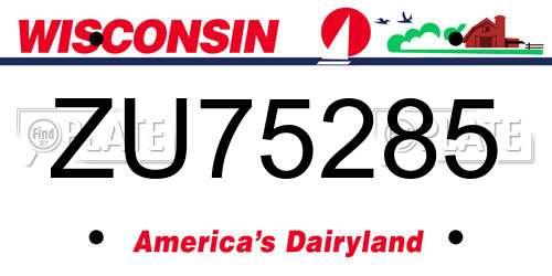 ZU75285 Wisconsin License Plate