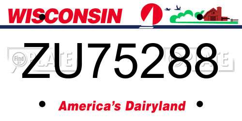 ZU75288 Wisconsin License Plate