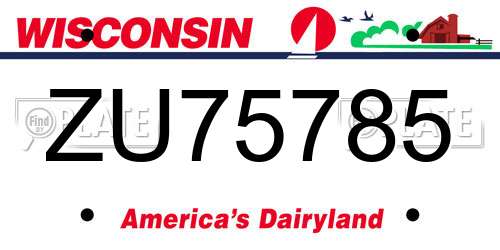 ZU75785 Wisconsin License Plate
