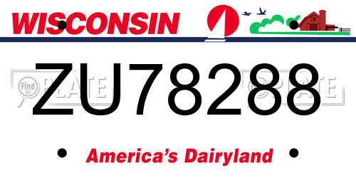 ZU78288 Wisconsin License Plate