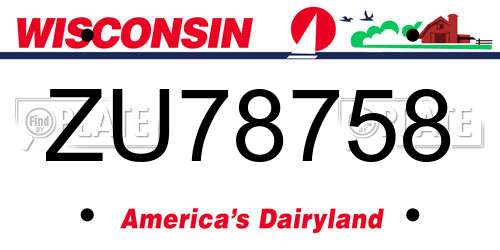 ZU78758 Wisconsin License Plate