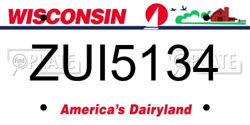 ZUI5134 Wisconsin License Plate