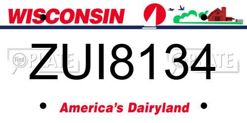 ZUI8134 Wisconsin License Plate
