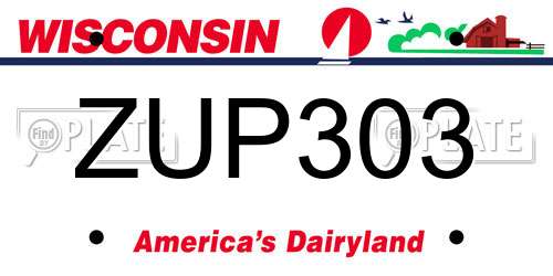 ZUP303 Wisconsin License Plate