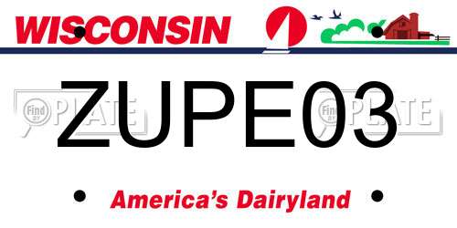 ZUPE03 Wisconsin License Plate