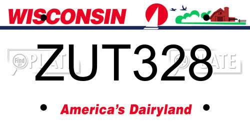 ZUT328 Wisconsin License Plate
