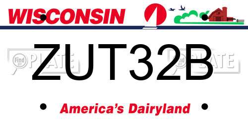 ZUT32B Wisconsin License Plate
