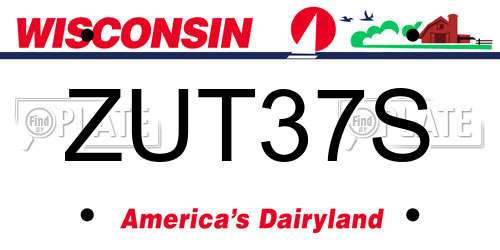 ZUT37S Wisconsin License Plate