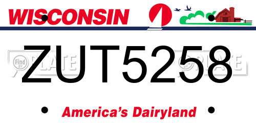 ZUT5258 Wisconsin License Plate