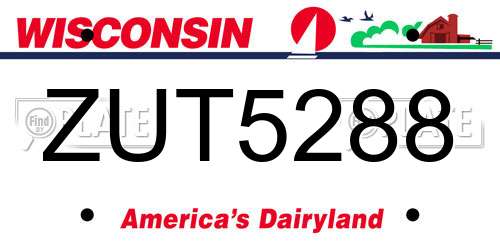 ZUT5288 Wisconsin License Plate