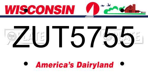 ZUT5755 Wisconsin License Plate