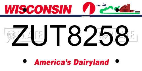 ZUT8258 Wisconsin License Plate