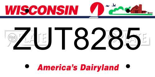 ZUT8285 Wisconsin License Plate