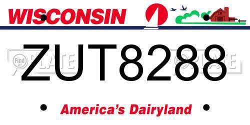 ZUT8288 Wisconsin License Plate