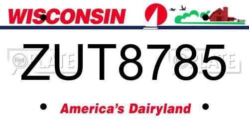 ZUT8785 Wisconsin License Plate