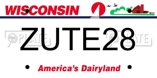 ZUTE28 Wisconsin License Plate