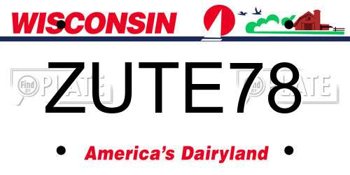 ZUTE78 Wisconsin License Plate