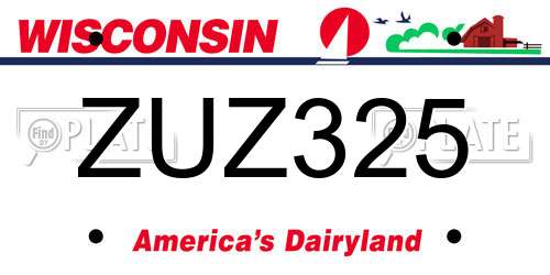 ZUZ325 Wisconsin License Plate