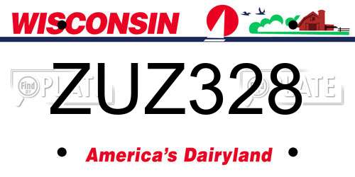 ZUZ328 Wisconsin License Plate