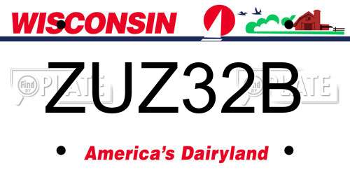 ZUZ32B Wisconsin License Plate