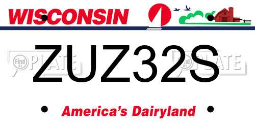 ZUZ32S Wisconsin License Plate