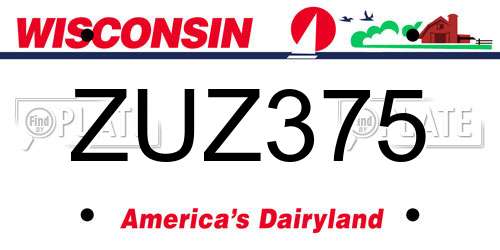 ZUZ375 Wisconsin License Plate