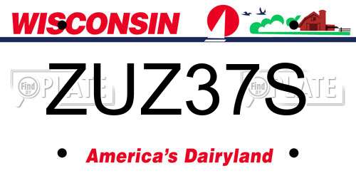 ZUZ37S Wisconsin License Plate