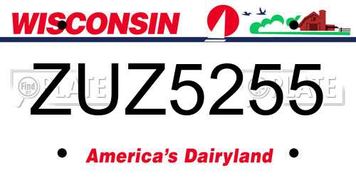 ZUZ5255 Wisconsin License Plate