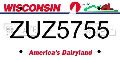 ZUZ5755 Wisconsin License Plate