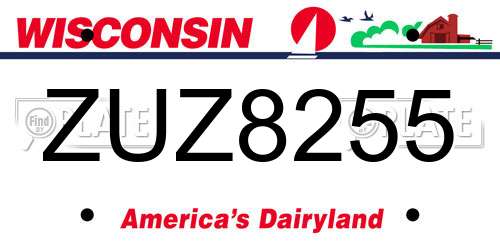 ZUZ8255 Wisconsin License Plate
