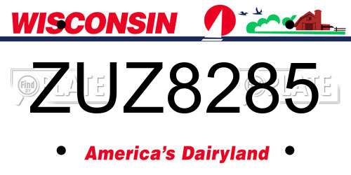 ZUZ8285 Wisconsin License Plate