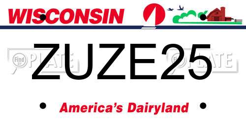 ZUZE25 Wisconsin License Plate