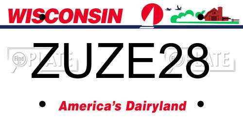 ZUZE28 Wisconsin License Plate