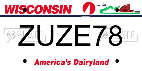 ZUZE78 Wisconsin License Plate