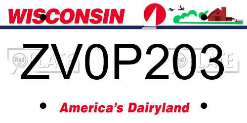 ZV0P203 Wisconsin License Plate